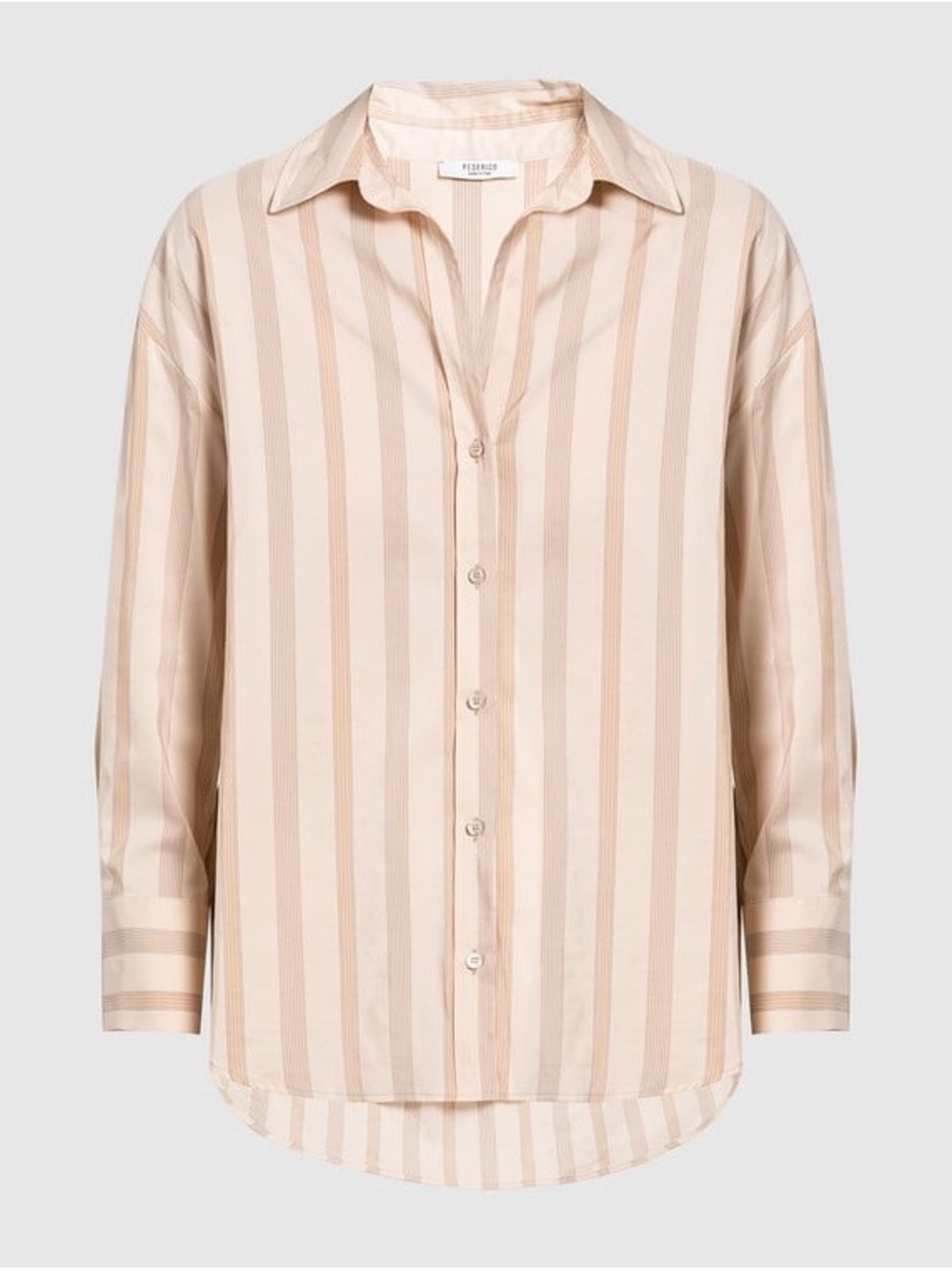 PESERICO blouse beige striped Punto Luce SZ 40 cotton silk blend made in Italy